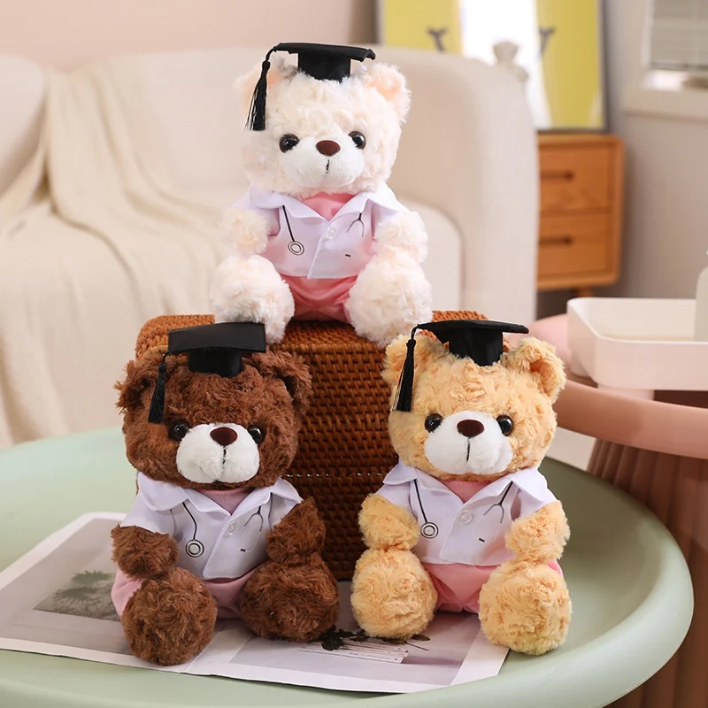 

23cm Creative Dr Physician Bear Plush Toy Stuffed Animals Colorful Bears Uniform Dolls Graduation Ceremony Decor for Girls Gifts