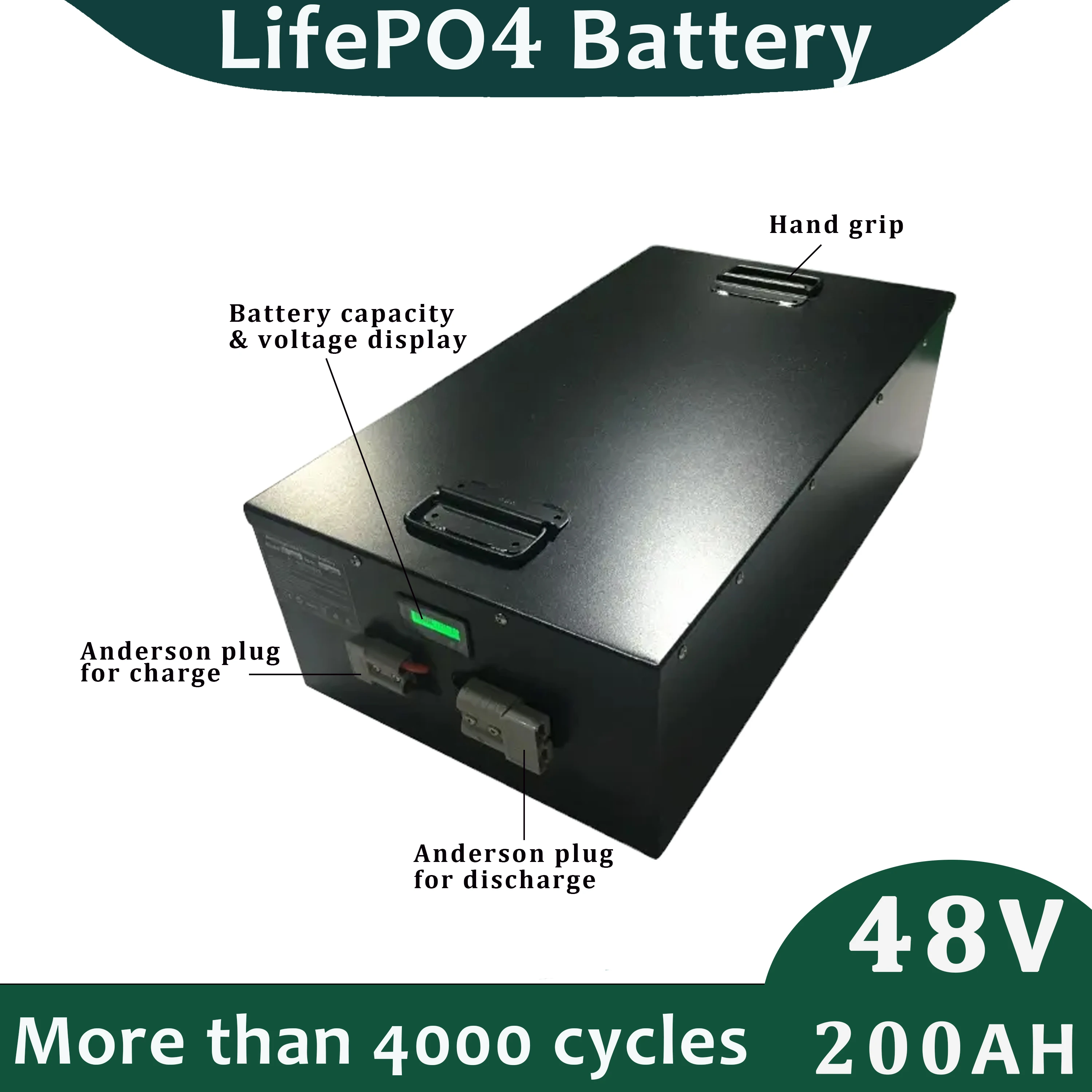 LFP 48v 200Ah LifePO4 Battery Pack For 8000W Power Perfect For Electric Vehicles with 20A Charger