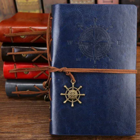 Spiral Notebook Diary Notepad Vintage Pirate Anchors PU Leather Note Book Replaceable Stationery Gift Traveler Journal Album