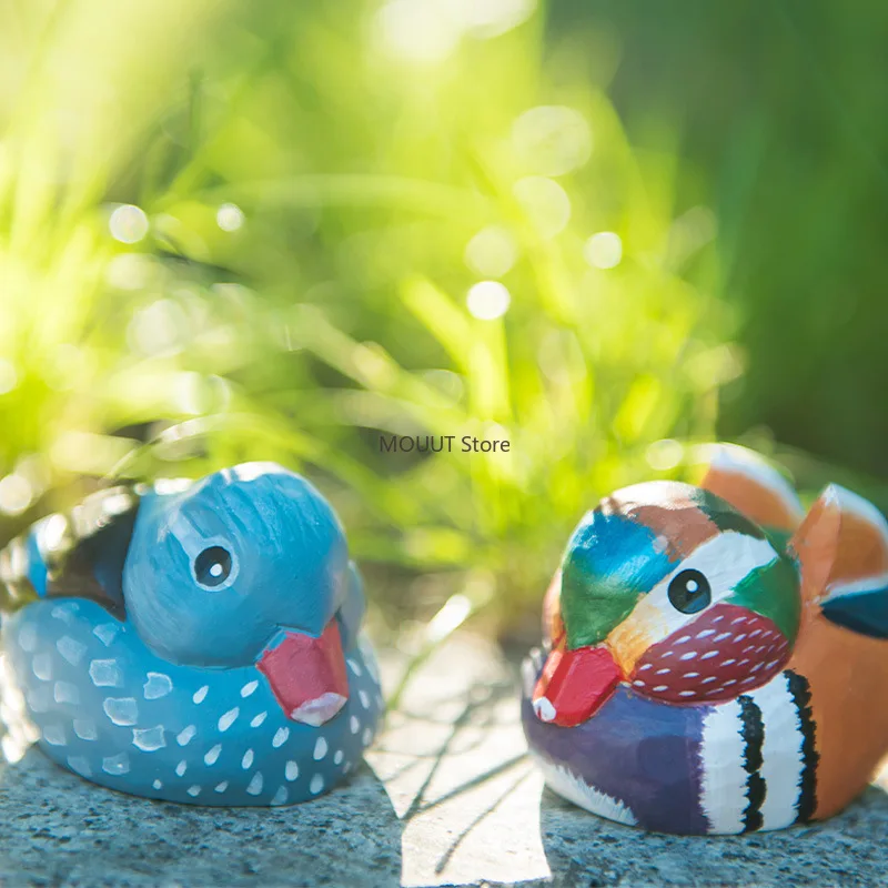 Hand-Carved Cute Solid Wood Little Bird Sculptures Chubby Birds & Mandarin Ducks,for Home Office Decor/Gift-givingChristmas Gift - Image 3