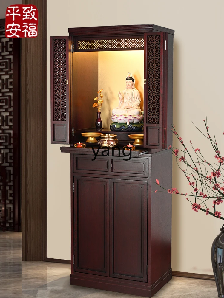 Yjq Clothes Closet with Door Worship Guanyin God of Wealth Altar Home Living Room Modern Minimalist Buddha Cabinet