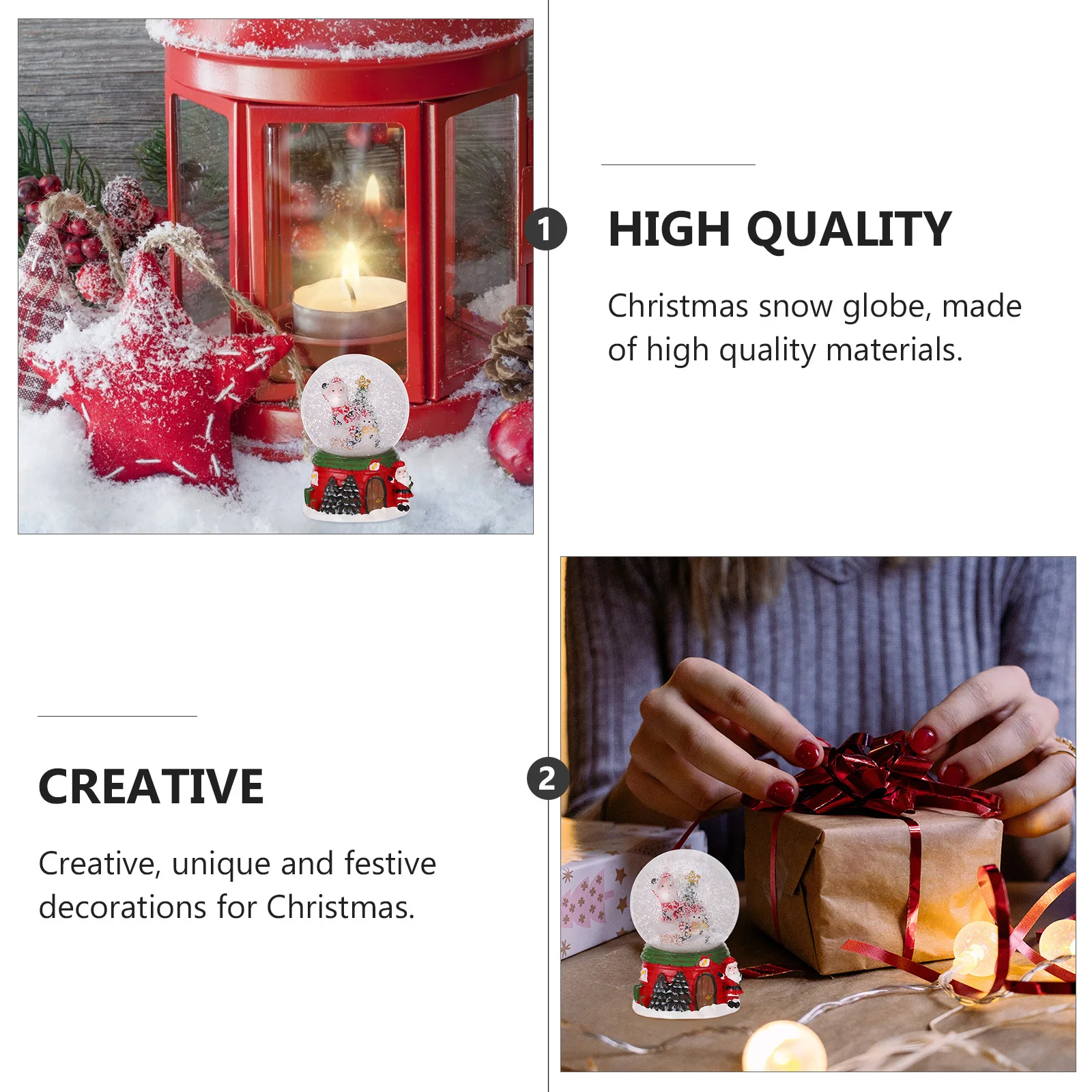 

2Pcs Christmas Snow Globes Creative Resin Crystal Balls Desktop Ornaments Santa Claus Holiday Decoration Gift Christmas Globes