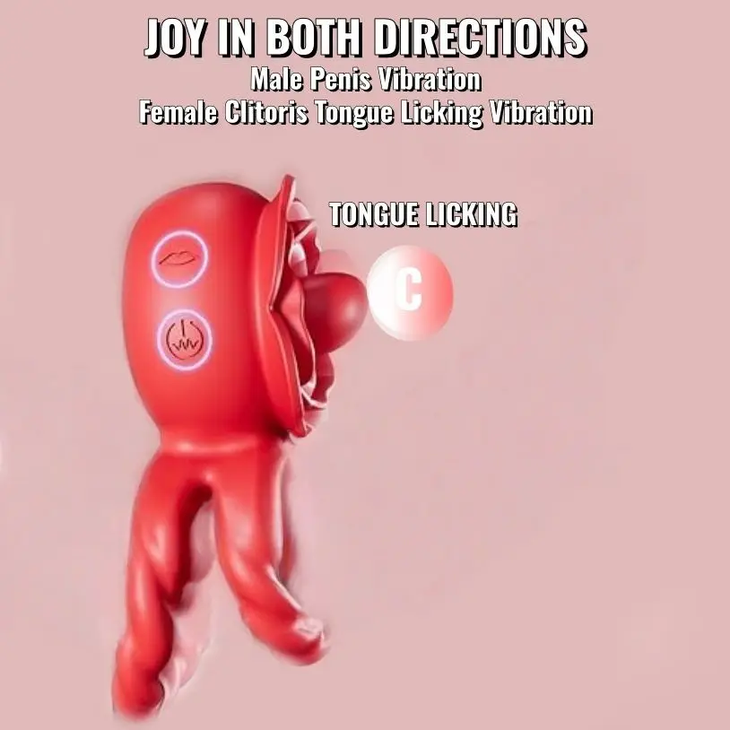 Sex Toy Cock Penis Ring Vibrator Adult Rose Toy for Men Women 10 Vibrating 10 Tongue Licking Clitoral Oral Stimulator for Couple view 4