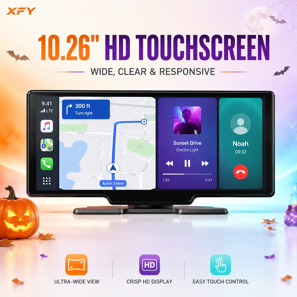 XFY 10.26 Inch Dash Cam 4K Car play & Android Auto Car DVR Video Drive Recorder Stream Dahscam 360 ° Rotation Camera 5G Wifi GPS