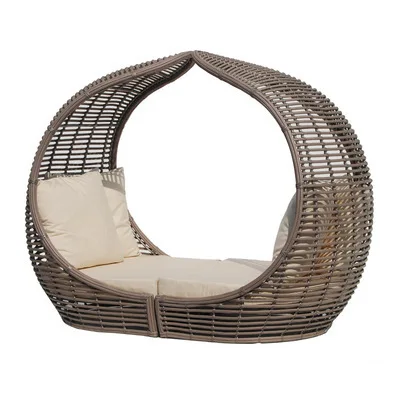 Courtyard Outdoor Lounger Villa Rattan Beach Bed Creative Open Air Bird's Nest Large Round  Swimming Pool