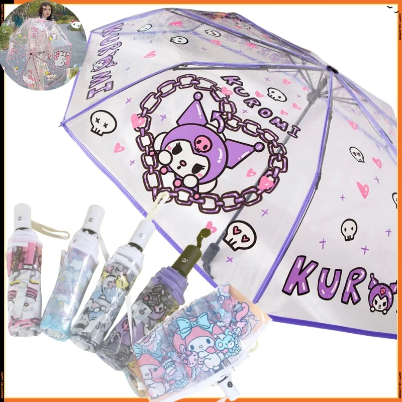 Sanrio Folding Manual/automatic umbrella Hellokitty Kuromi Mymelody Cinnamoroll cute Cartoon Umbrella Kawaii Student Umbrella