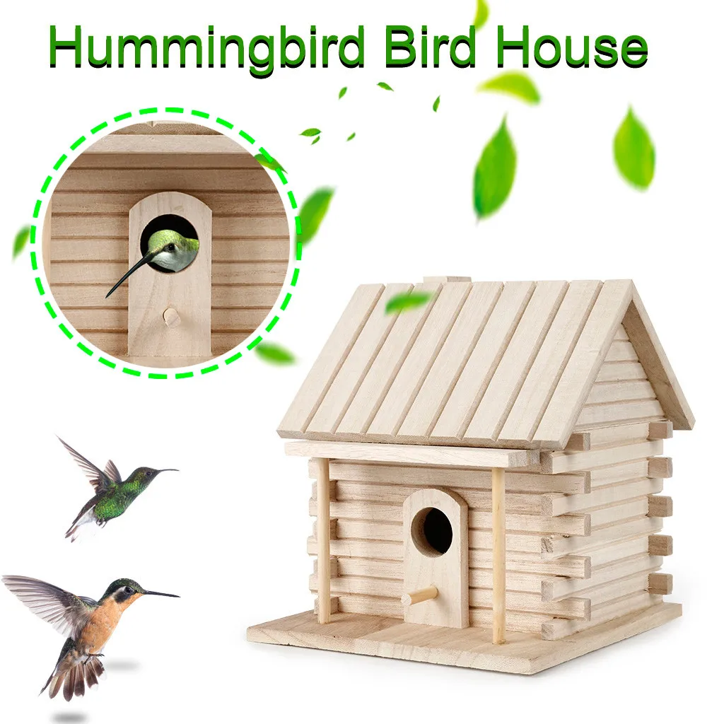 Jaula de Madera para Pájaros, Mini Jaula Colgante para Exteriores, Caja para Pájaros de Jardín, Decoración para el Hogar y el Patio, Productos para Pájaros, Nido de Madera para Loros