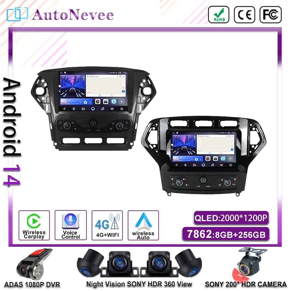 Autostereo 14 For Ford Mondeo MK4 2007-2014 Car Multimedia Video Player GPS Navigation Radio Android 13 Auto Carplay No 2Din DVD