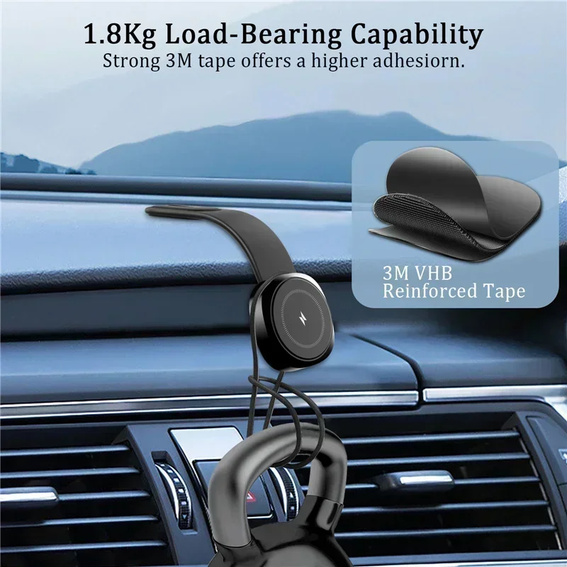 Car Magnetic Wireless Charger Adhesive Style Adjustable Dashboard Phone Chargers For Magsafe iPhone 16 15 14 13 12 Fast Charging