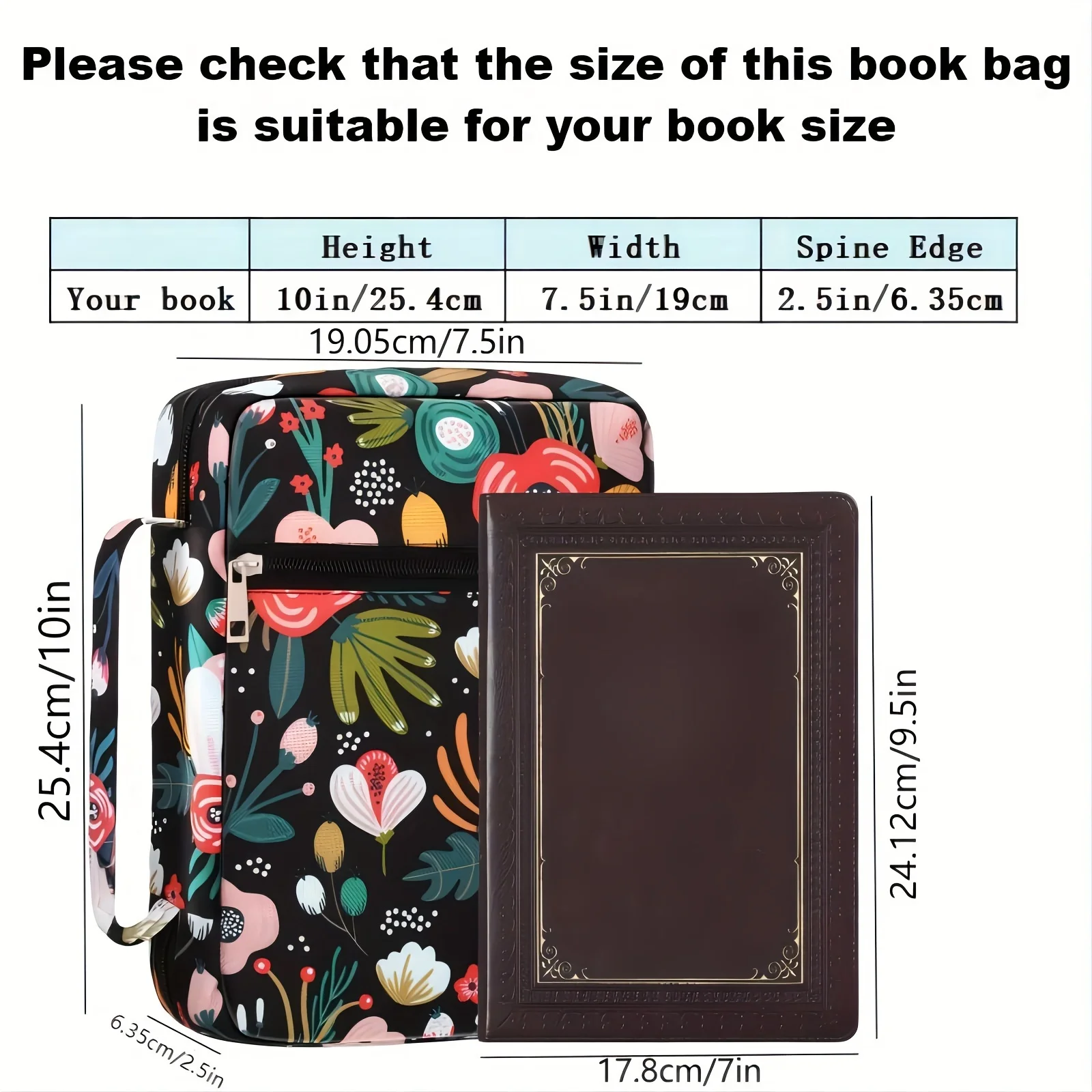 Bible Cover, Bible Cover Women's Bible Bag with Bookmarks Portable Bible Carrying Case for Girls as a Catholic Christian Gift, L