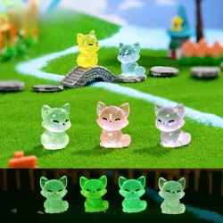 6Pcs Wholesale Micro Landscape Creative Cute Luminous Fox Animal Ornament, Room Ornament Accessories Desktop Resin Ornament