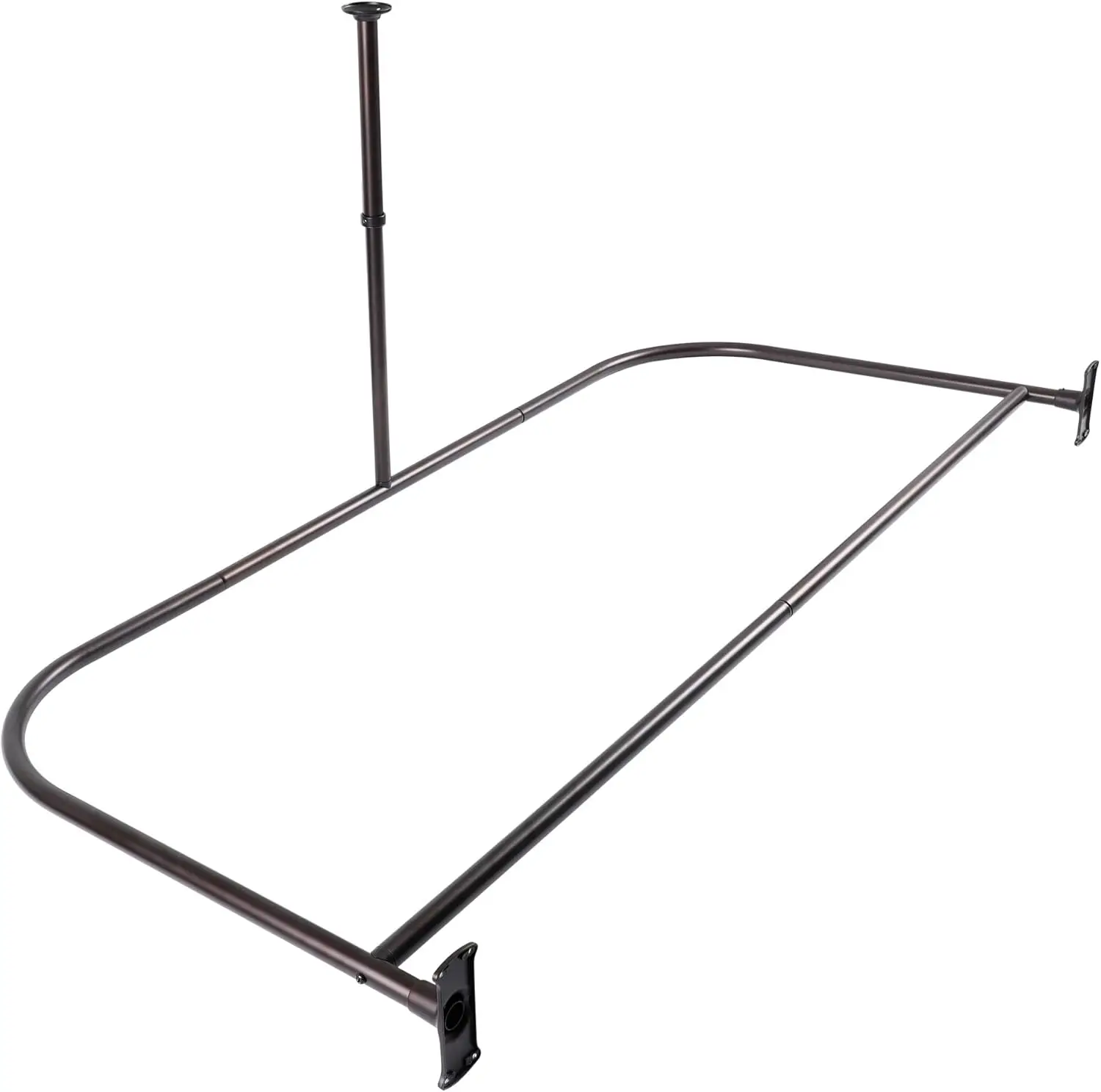 

Rustproof Wall Mounted Aluminum D-shape Shower Rod With Ceiling Support for Freestanding Tubs, 60 Inch Large Size by 25