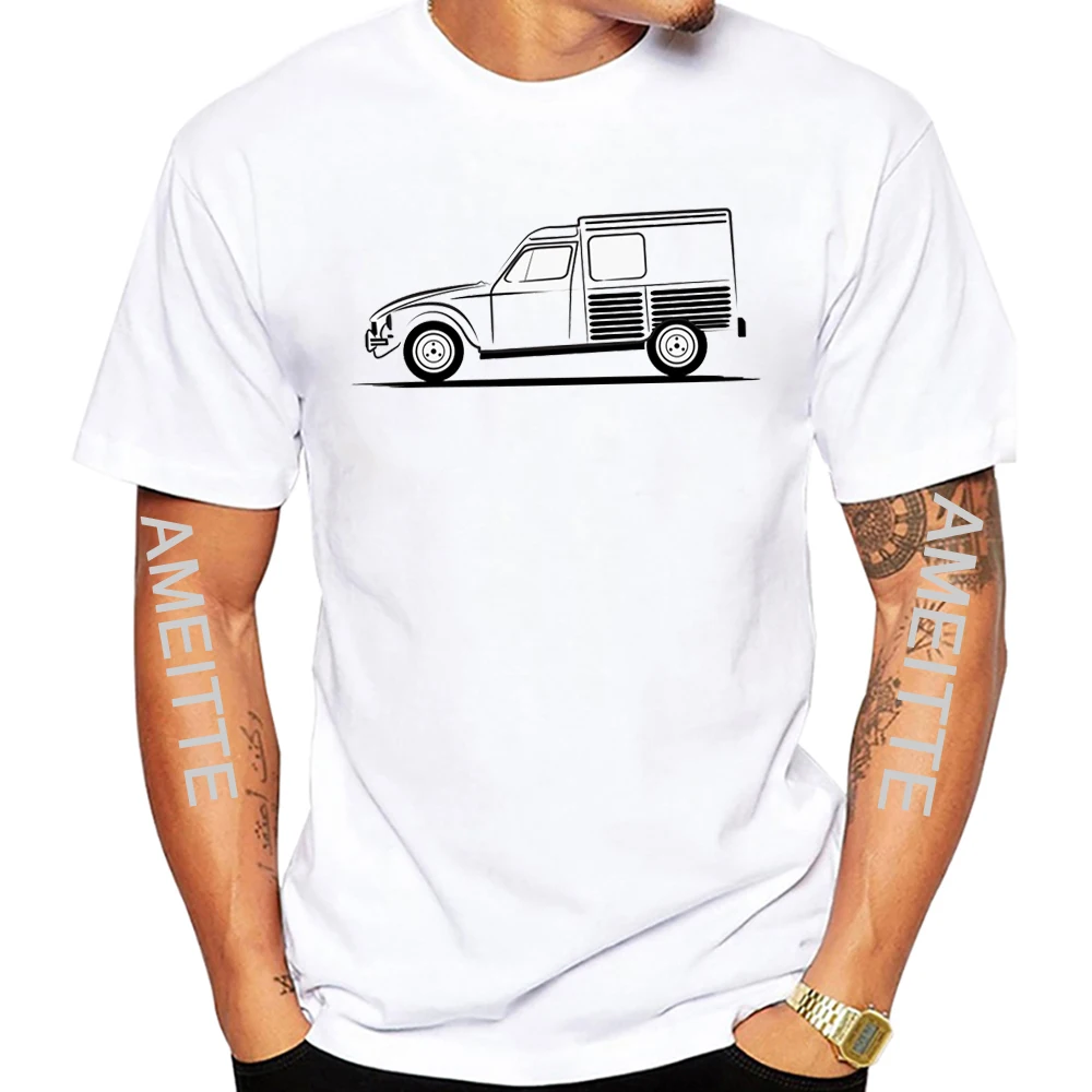 

New Men Short Sleeve Vintage 2cn Acadiane And 2cv French Spirit T-Shirt Hip Hop Boy Casual Tees Legend Old Car Sport TShirt