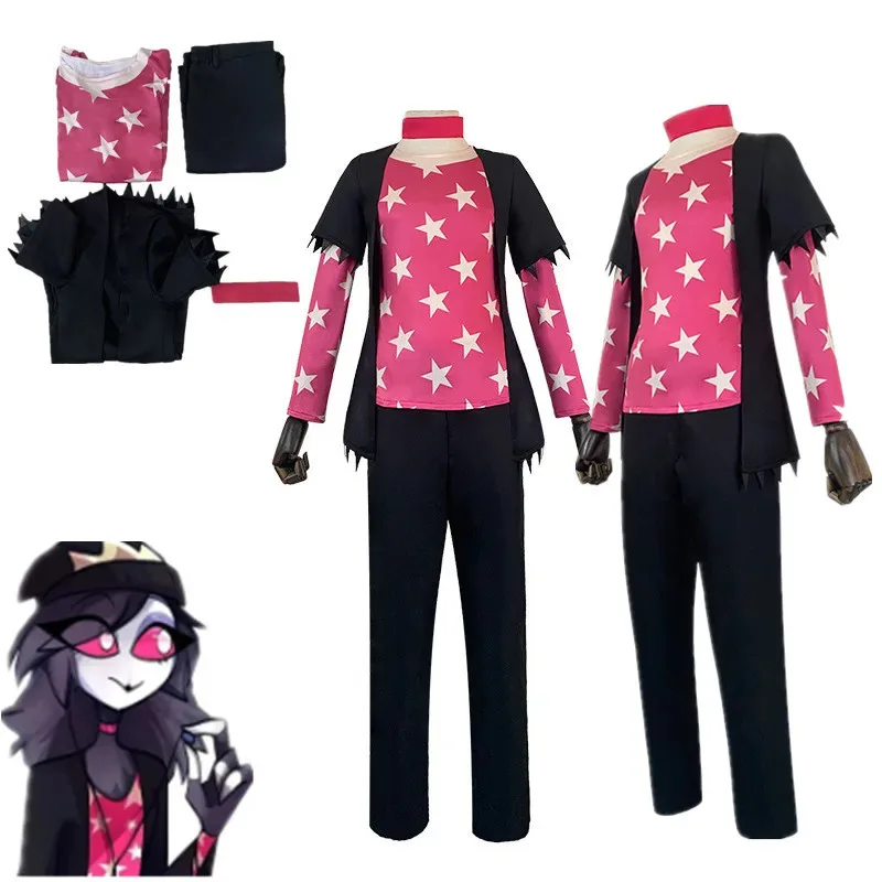 

Женский аниме Helluva Boss Octavia, карнавальный костюм с рогами Хазника, хвостами, крыльями, мультяшной отельной униформой, карнавальный наряд на Хэллоуин