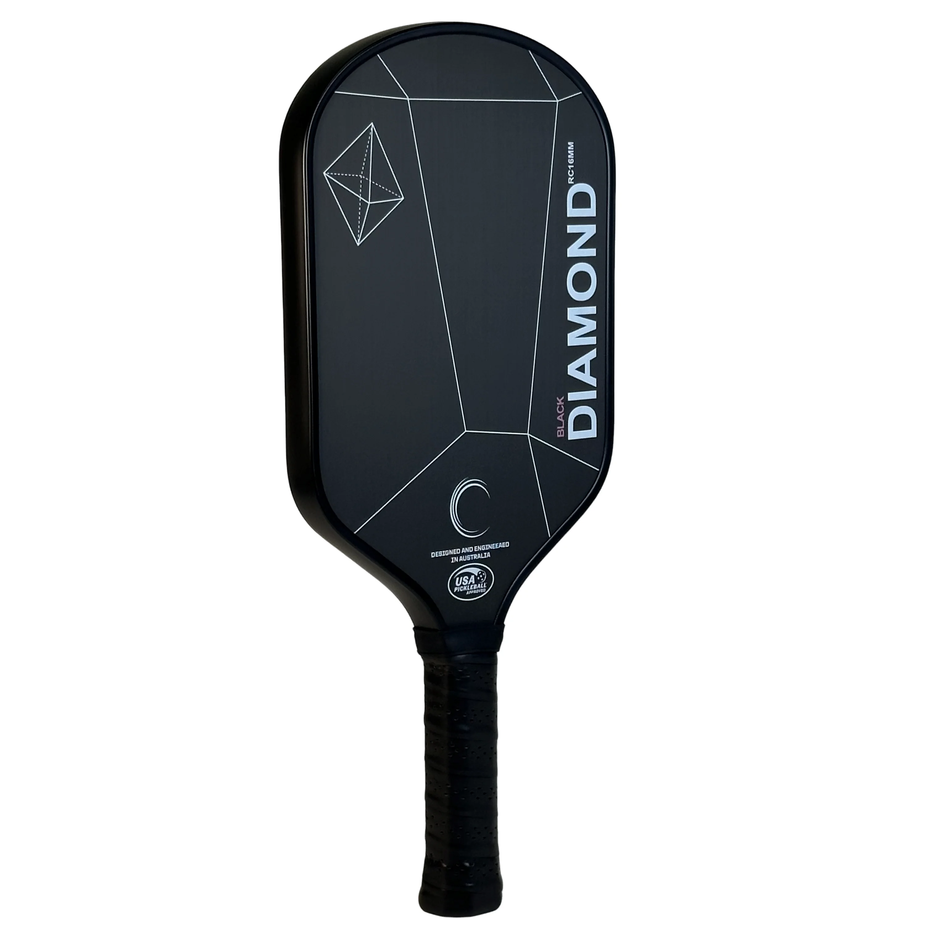 BLACK DIAMOND Carbon Fiber Pickleball Paddle Raw Carbon Surface 16MM Polymer Honeycomb Core Elongated Handle Comfort Grip