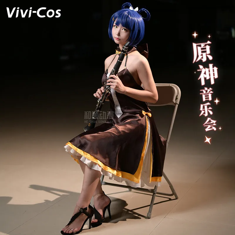 

Vivi-Cos Game Genshin Impact Xiangling Concert Dress Cosplay Women's Costume Sweet Gorgeous Outfit Role Play Party Halloween New