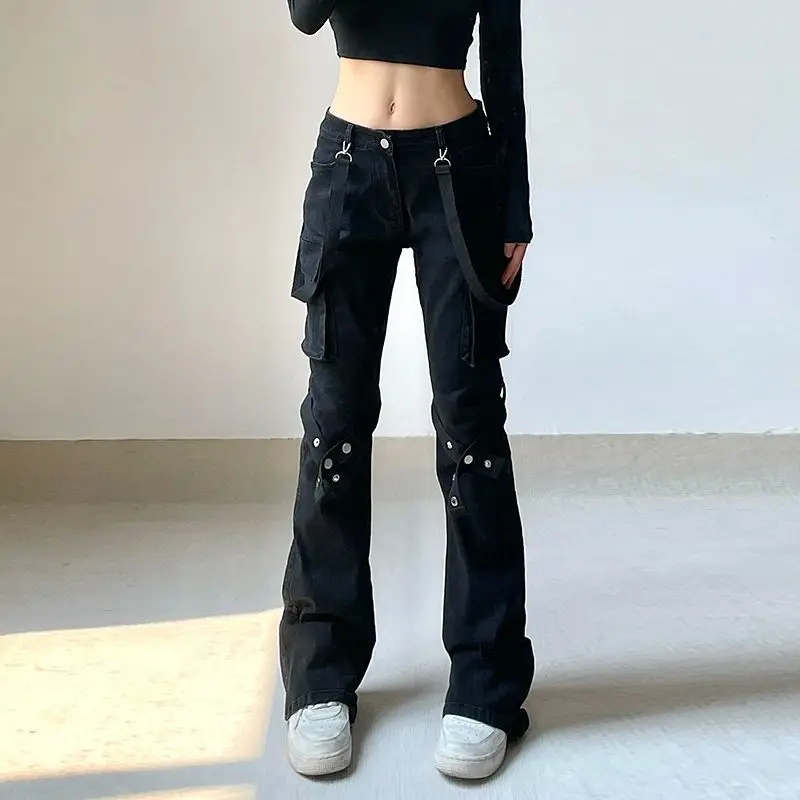 

Slimming Solid Color Belt with Fluttery Hem for Women; Street Cool and Spicy Style; Unique Long Pants.