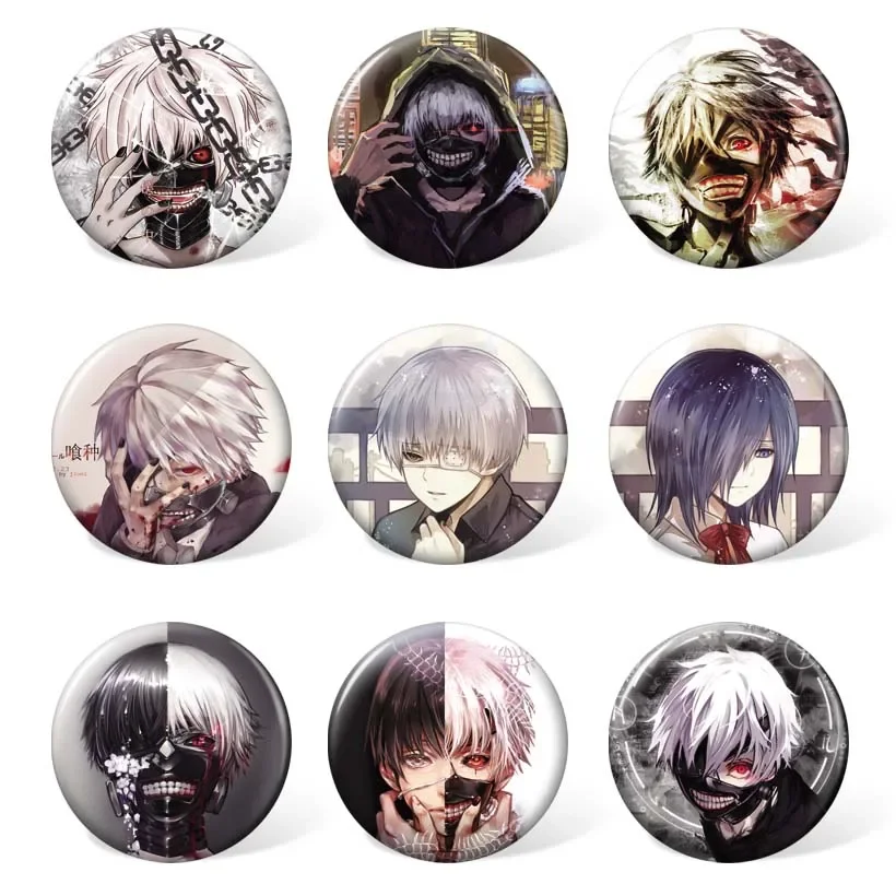 (9pcs/set ) Anime Tokyo Ghoul Plastic Badge Kaneki Ken Backpack Accessories Fashion Design Costume Brooch for Collection