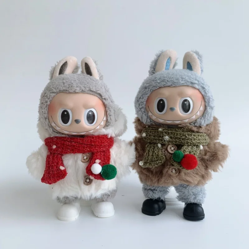 

For Labubu Clothing 17cm Winter Hooded Jacket Plush Set Fashionable And Trendy Dressing Accessories Plush Winter Wear Dressing