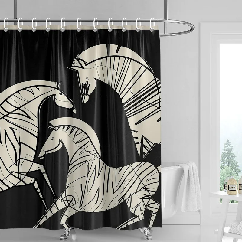 

Scandinavian Style Abstract Animal Theme Printed Shower Curtain Home Decor Bathroom Waterproof Moldproof Shower Curtains