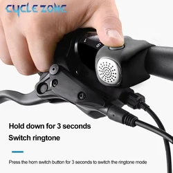 Electric Bicycle Bell Bike Horn 3 Sound Mode Motorcycle Warning Horn MTB Road Cycling Handlebar Bells Loud Bell for Safe Riding