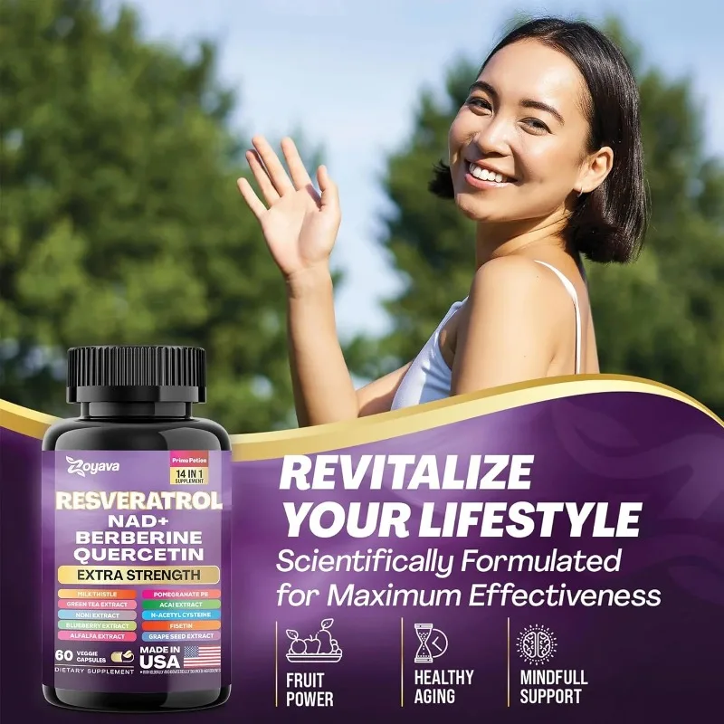 NAD Resveratrol Supplements - Contains Berberine and Quercetin To Support Overall Health, Immunity, and Healthy Aging - Image 4