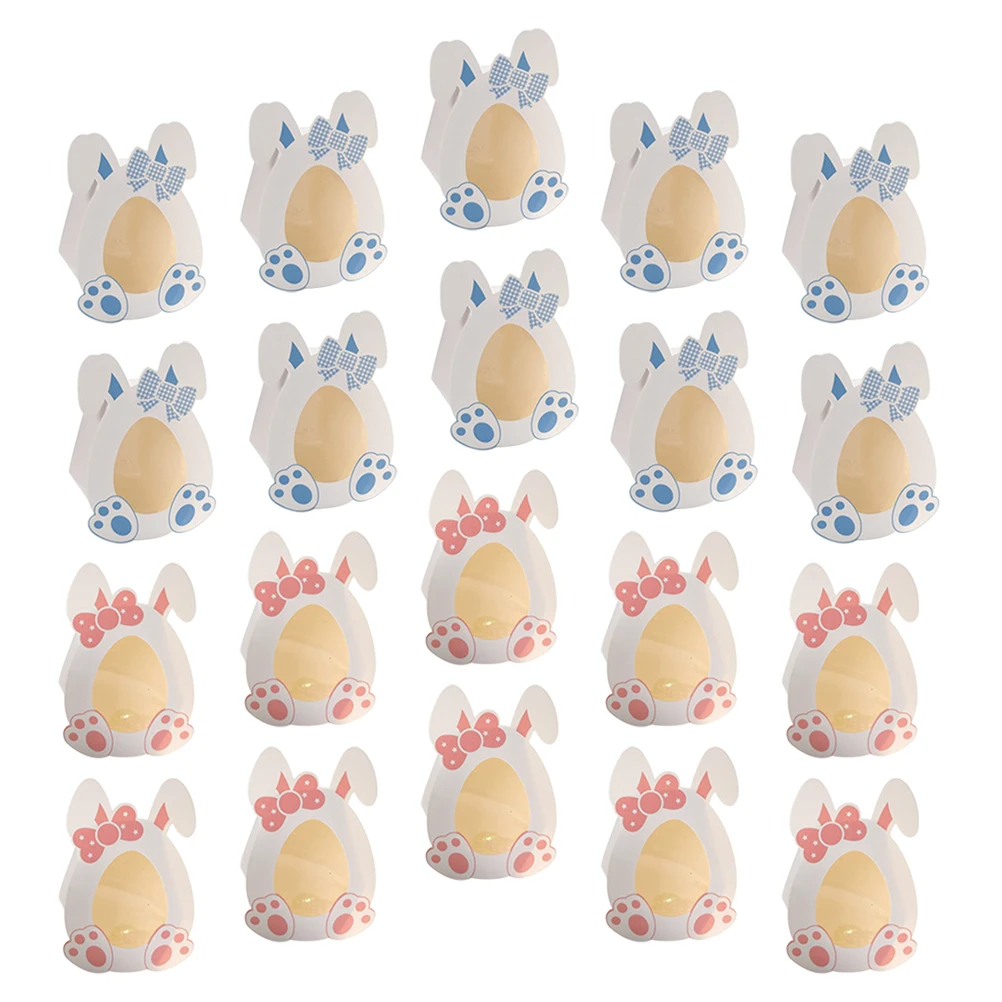 

20 Pcs Candy Box Gift Easter Bunny Decor Sweets Container Party Favors Cookies Case Transparent Packaging Holiday Snack Holder