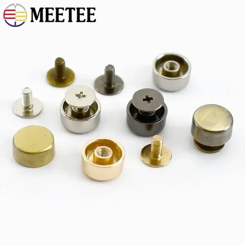 10/20/50pcs Meetee 10mm Flat Screw Bag Accessories for Hanbag Bottom Studs Screws Rivets DIY Sewing Hardware Foot Nail Buckles