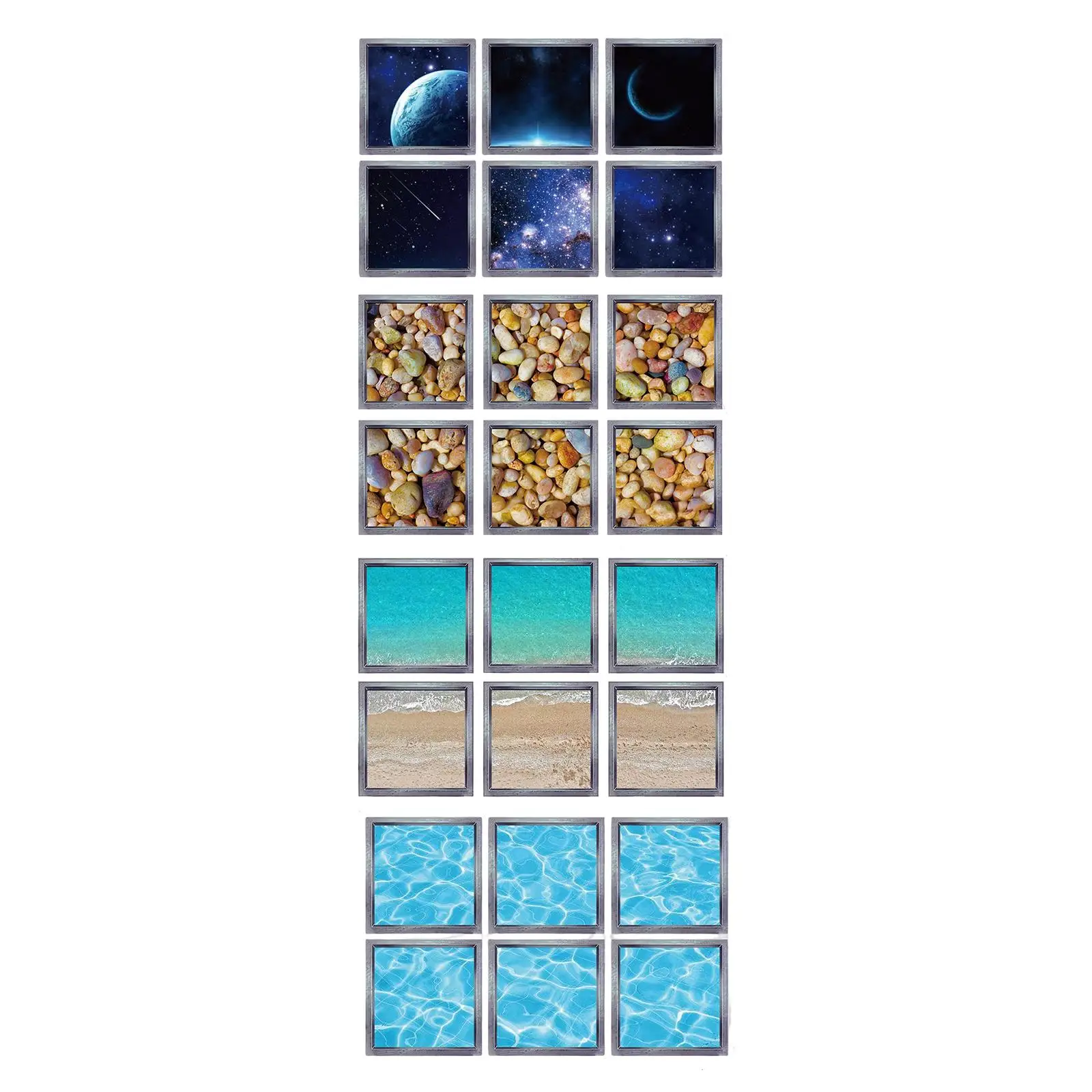 6x 3D Bathtub Appliques Decals Mats Shower Treads Appliques Non Slip Bathtub