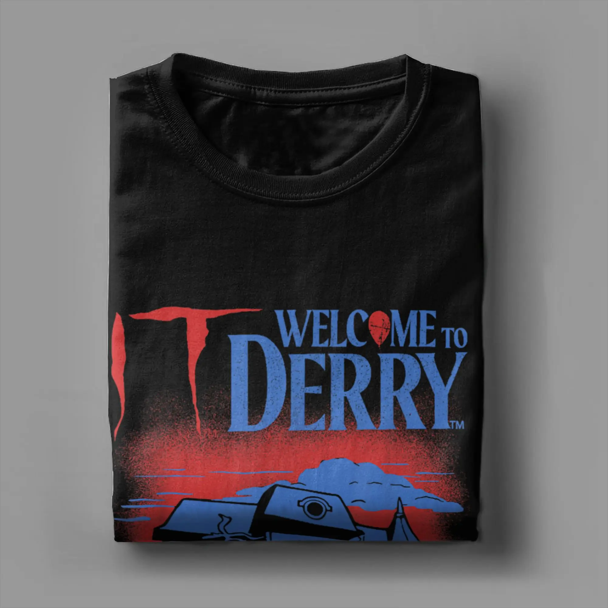 إتس ديري ترحيب منزل مسكون تي شيرت الرجال الرعب برنامج تلفزيوني خمر القطن الخالص تي شيرت طاقم الرقبة تي شيرت حجم كبير الملابس