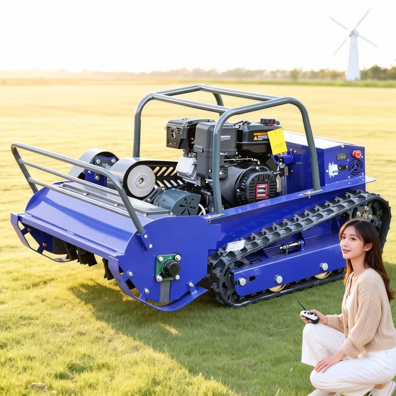 Customized Rubber Tracks Agriculture Flail Lawn Mower - CE EPA Approved All Terrain Remote Control Robot Grass Cutting Machine