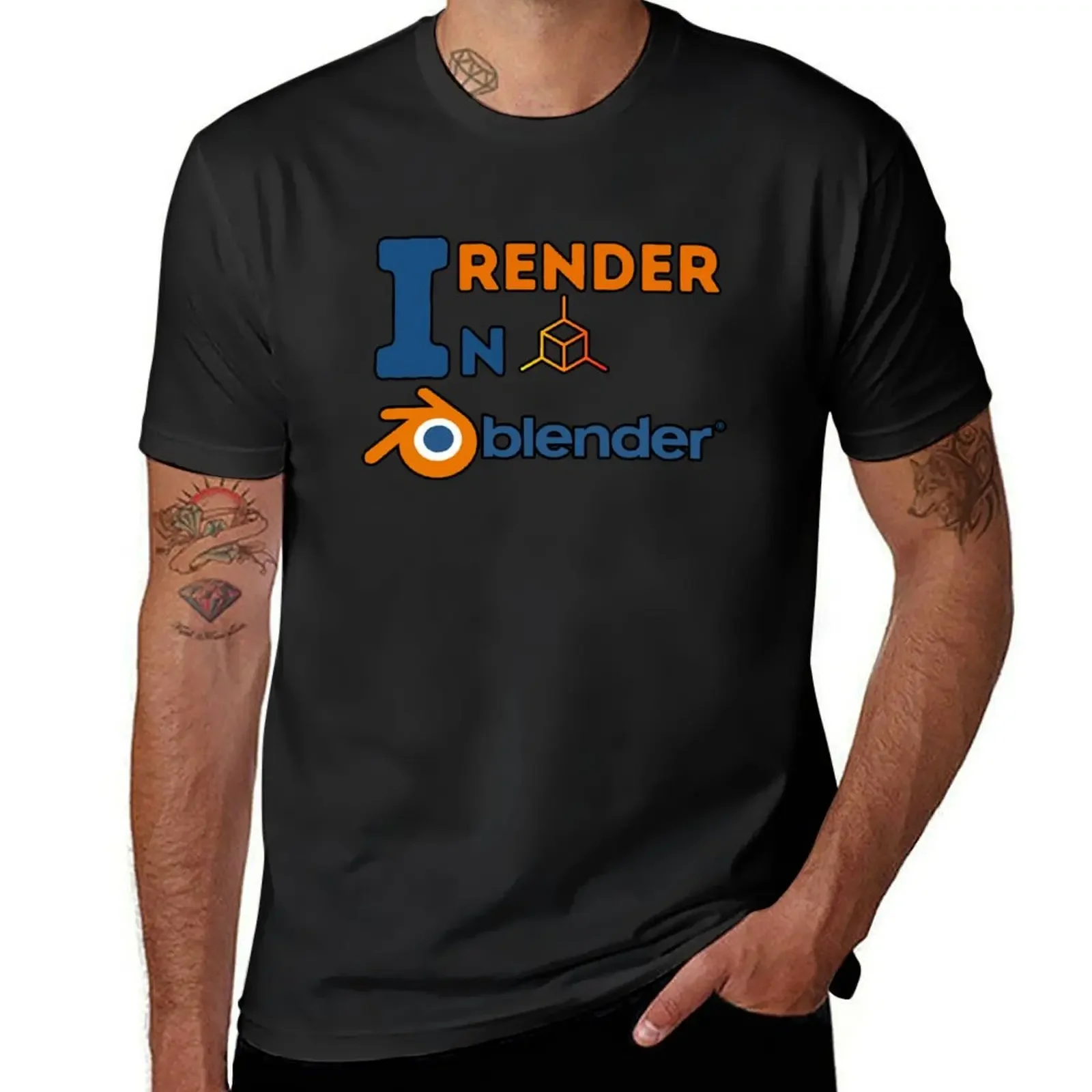 I Render In Blender - Blender 3D T-Shirt plus size clothes vintage graphic tee tops black t shirts for men