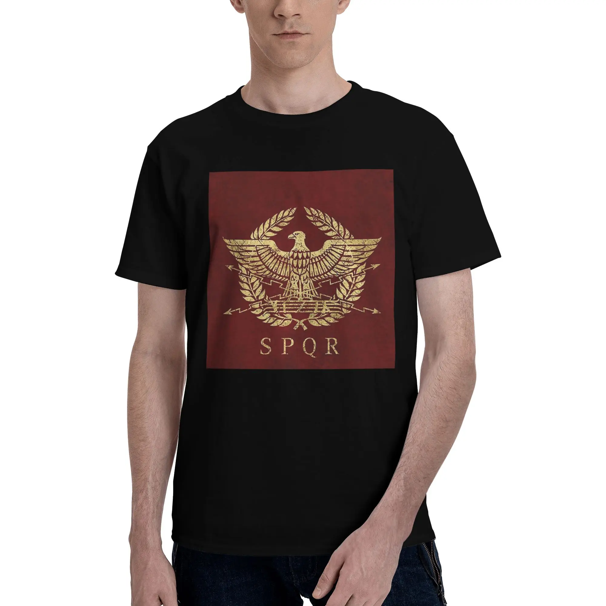 

Rome SPQR Roman 100% Cotton T-Shirt Men'sFunny T Shirts Men Crew Neck Short Sleeve S-6XL