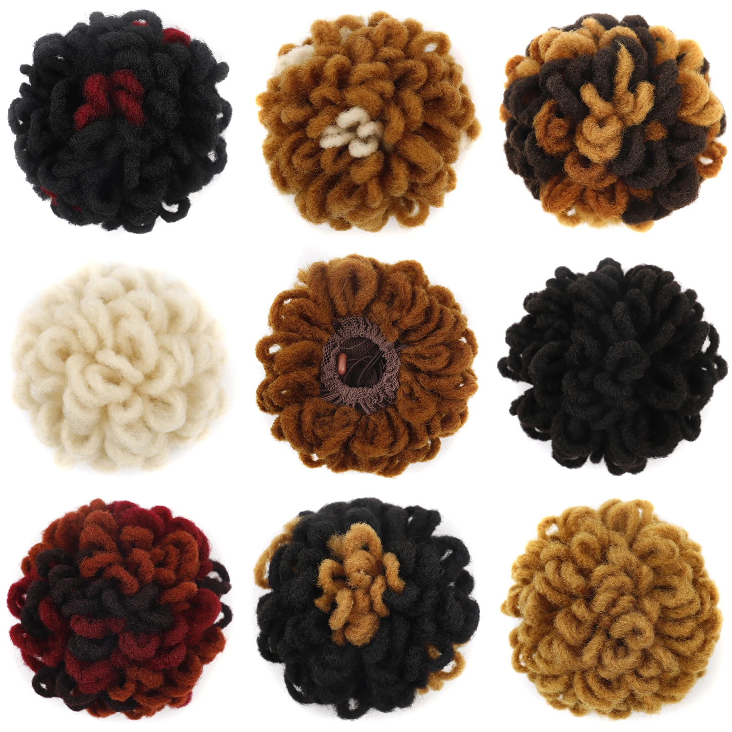 Afro Puff Drawstring Ponytail Hair Bun Synthetic Kinky Curly Hair Piece Short Marley Twist Messy Hair Bun for Black Women