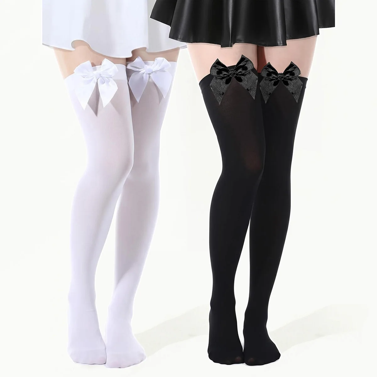 1 Paar Oberschenkelhohe Strümpfe zum Valentinstag mit Satinschleife, blickdichte Oberschenkelhohe Socken über dem Knie für den täglichen Gebrauch, Mardi Gras