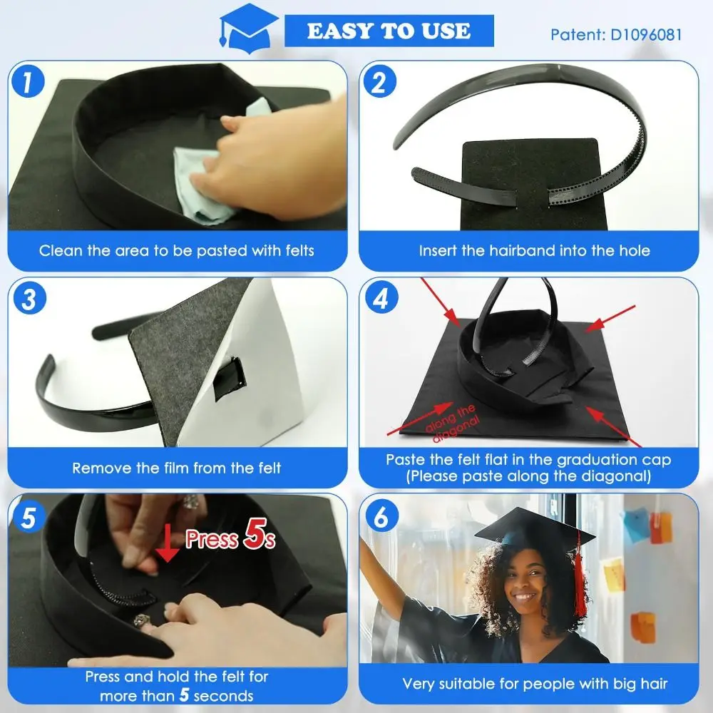 Invisible Graduation Cap Headband Non-Slip Protective Hairstyle Bachelor Hat Insert Headpiece Comfortable Firm Design view 4