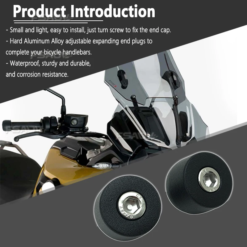 1 Pair Motorcycle Scooter Handlebar Grips Bar End Cap Plugs Slider For BMW R1200GS ADV R1250GS F800GS Adventure /S1000XR F900R