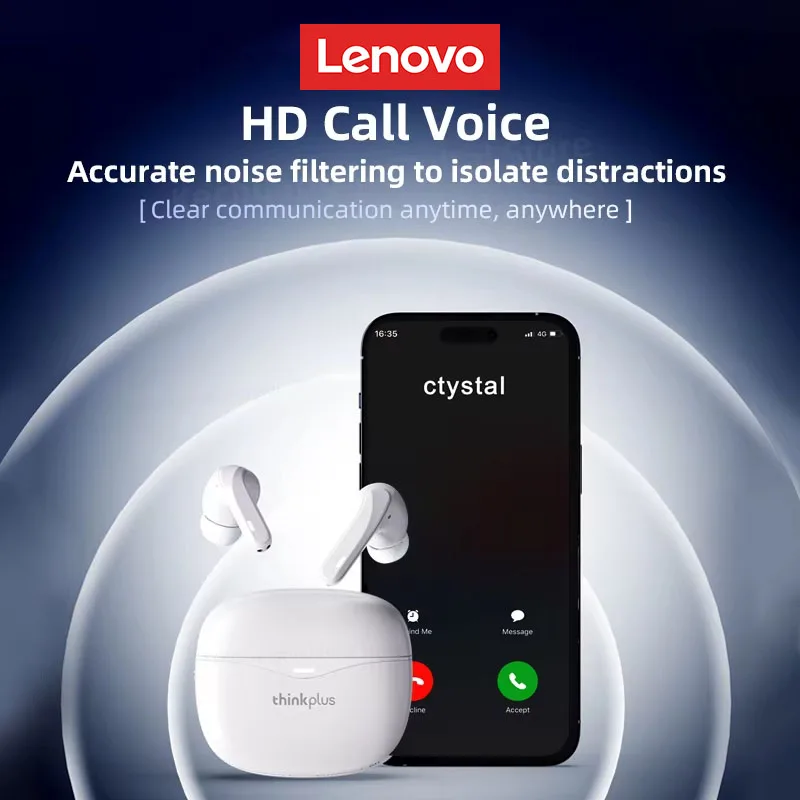 Lenovo XT52 Earphones Wireless Bluetooth V5.4 HD Call HIFI Stereo Sound Sports Earbuds Long Endurance Noise Reduction Headphones