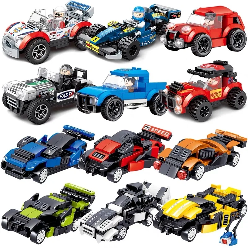 Hot Mini F1 Super Racing Car Building Blocks Classic Fast and Furious Speed Champion Vehicle Model Toys Blocks Gifts