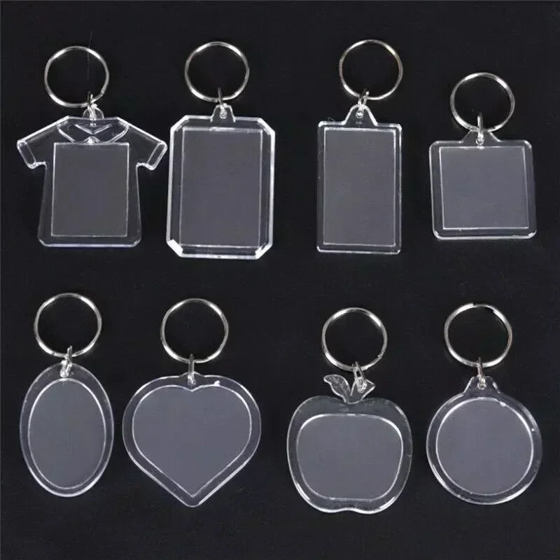 5-50pcs Transparent Photo Frame Keychain Tassels Snap-In Custom Insert Photo Acrylic Blank Keyring Clear Blank Picture Pendant