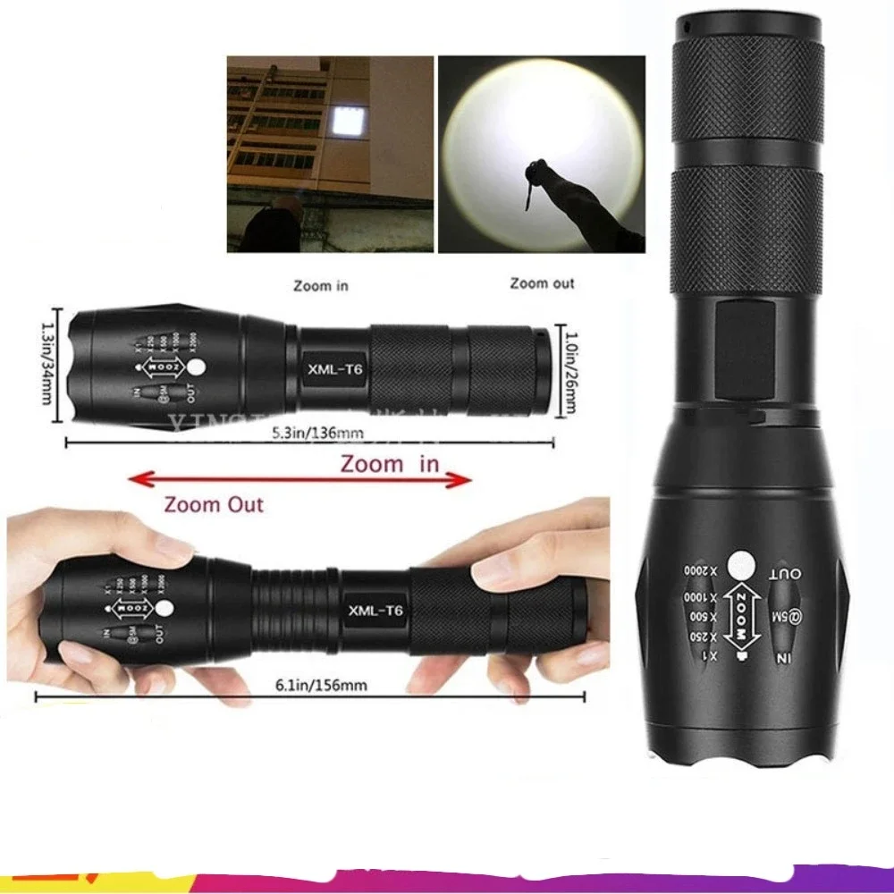 Flashlight Ultra Bright Torch T6 Camping Light 5 Switch Mode Waterproof Zoomable Bicycle Light