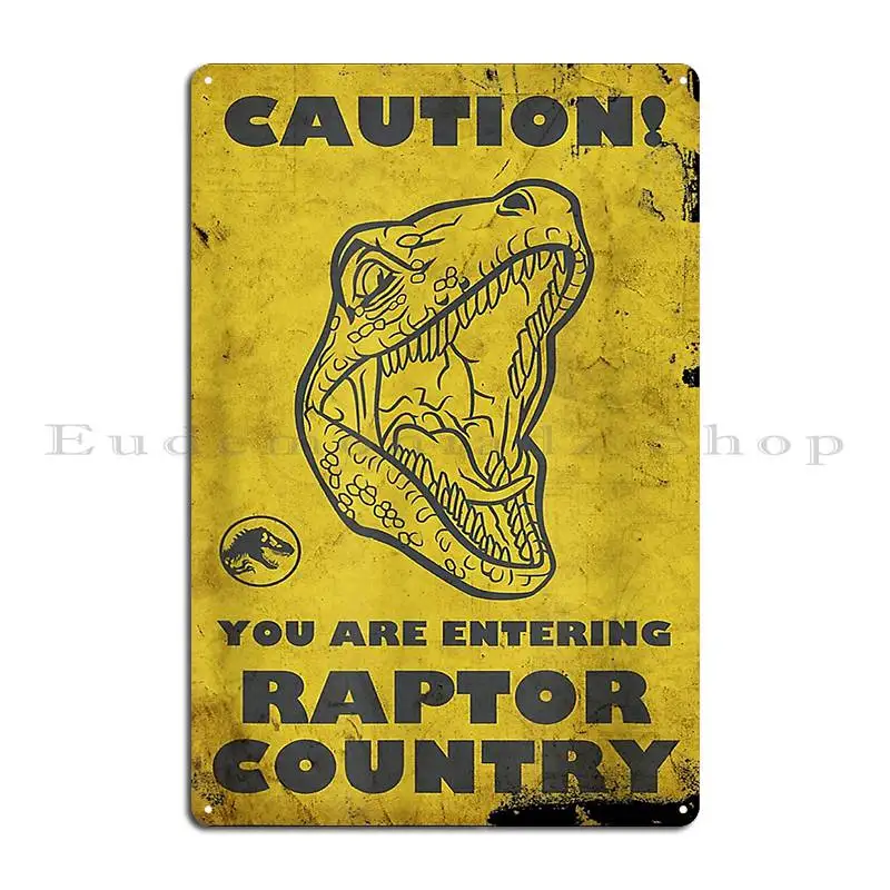 Raptor Caution Poster Metal Sign Printed Club Party Designing Poster Tin Sign Poster