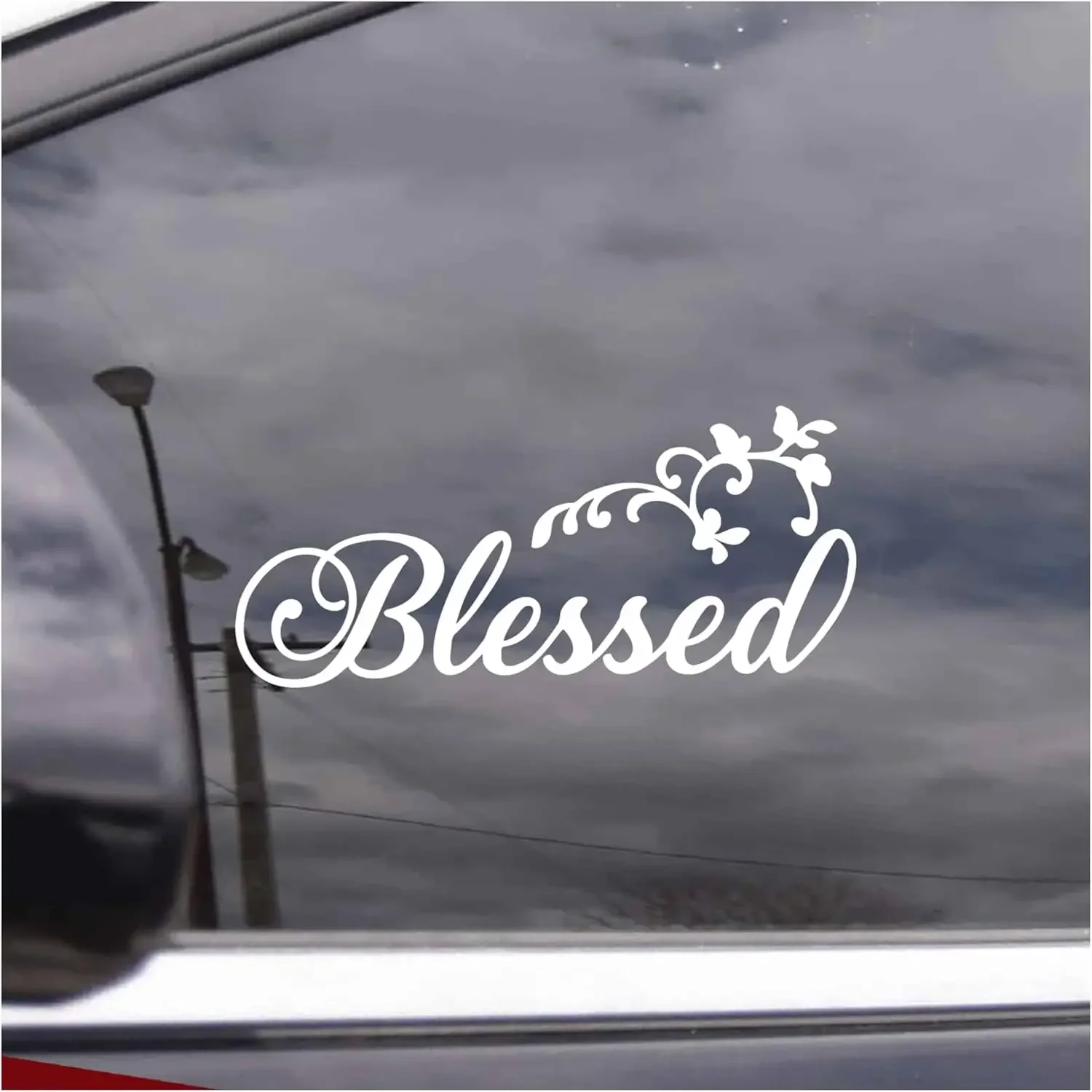 

1PC Blessed Floral Decal, Faith Worship Religious Car Window Stickers, Aesthetic Prayful Car Decals for Christians