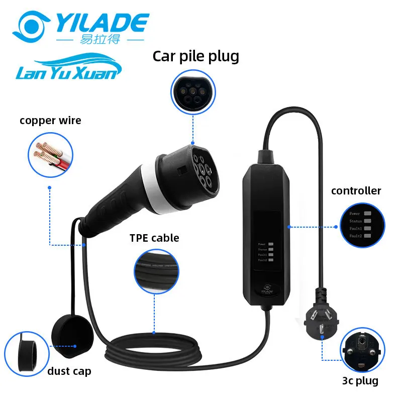 

CE Approved 1.7 to 3.5KW Type 2 EV Charger Fast Charging Electric Car Charger with LED Display Wallbox Ev Charger