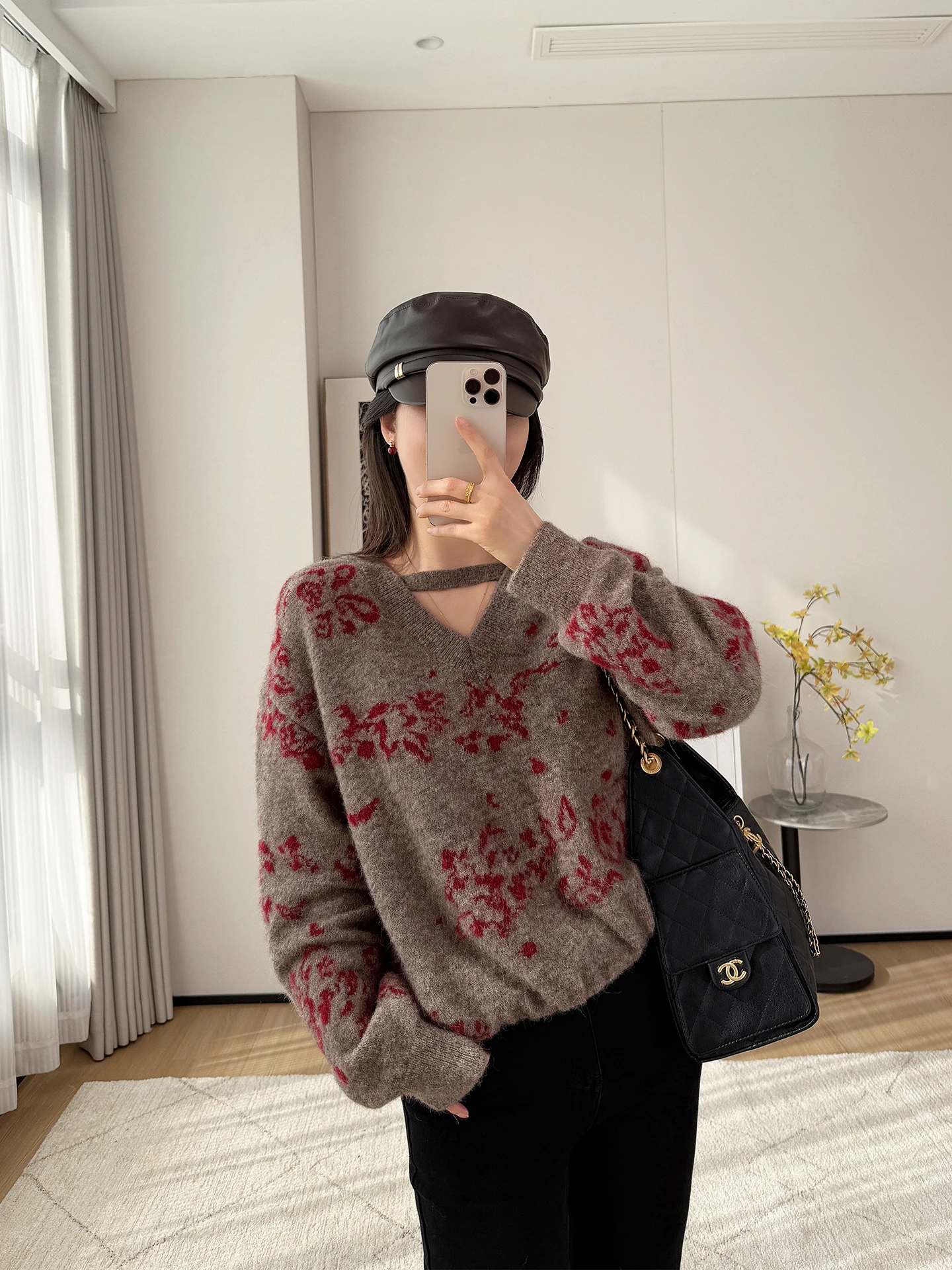 

Soft Warm Heavyweight Alpaca Knitwear Women Loose Overhead Ne Tassel Camere Sweater Top Vintage Sle Long Sve V-Ne