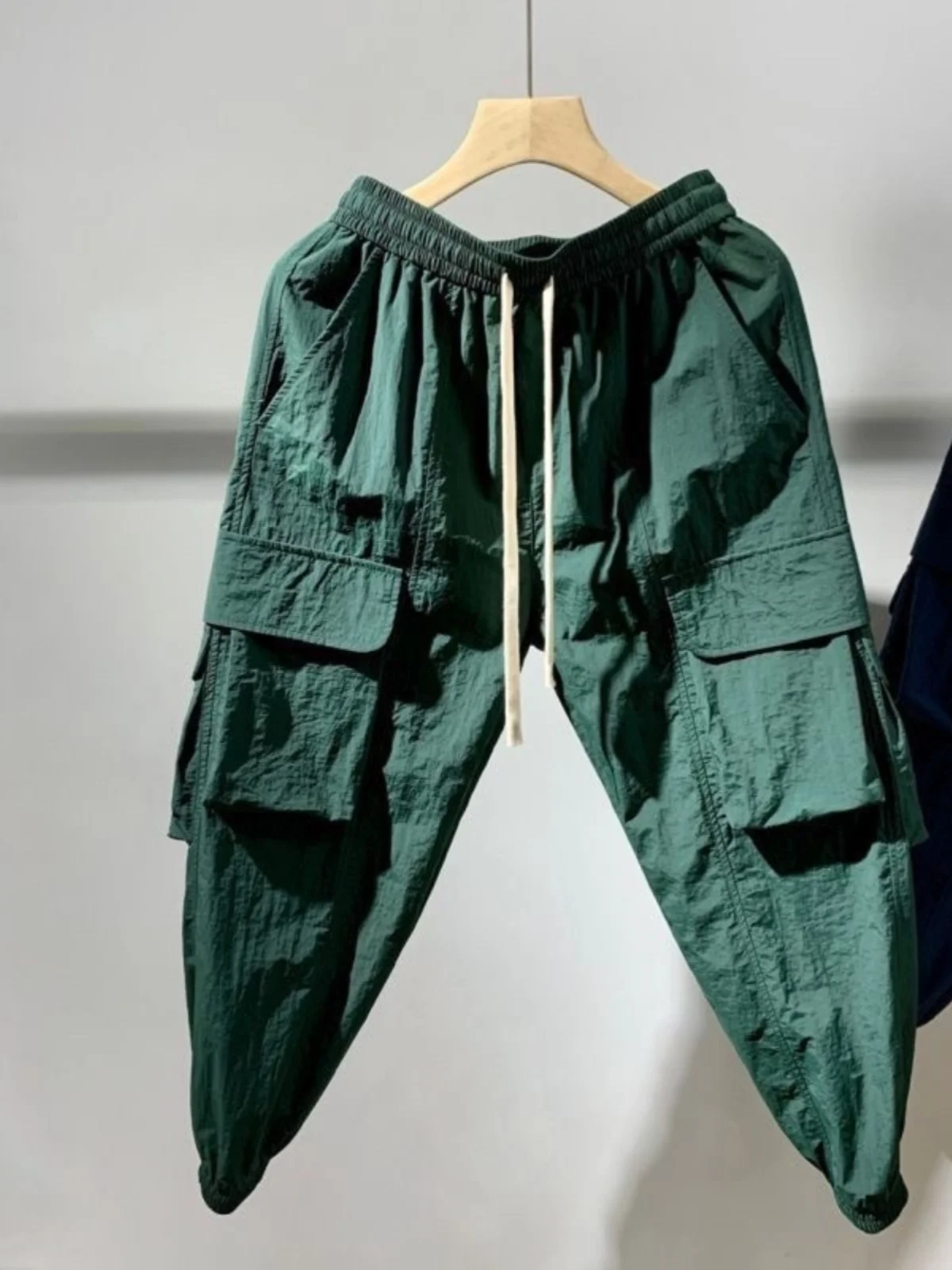 

Ice Silk Men's Summer Thin Work Pants Qui Dry Cool Feeling Casual Loose Trendy Nine Point Cuffed Sport Trousers