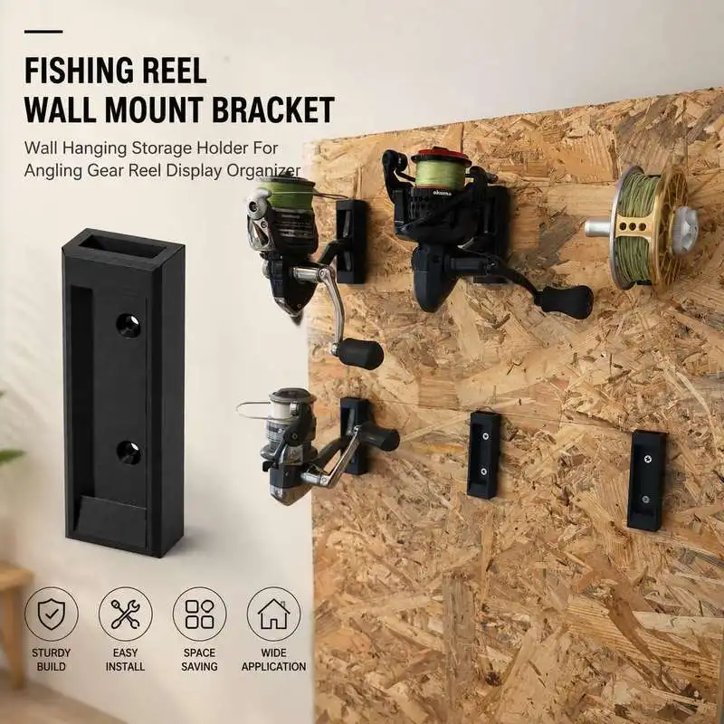 Fishing Reel Wall Mount Bracket Wall Hanging Storage Holder For Angling Gear Reel Display Organizer
