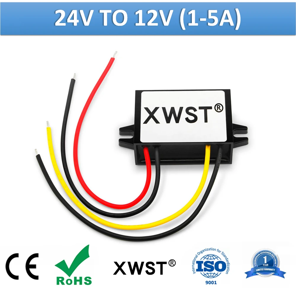 XWST DC to DC 24v to 12V Buck Converter 1A 2A 3A 4A 5A Step Down Module ABS Plastic Waterproof 12v Bus Truck Car Power Supply