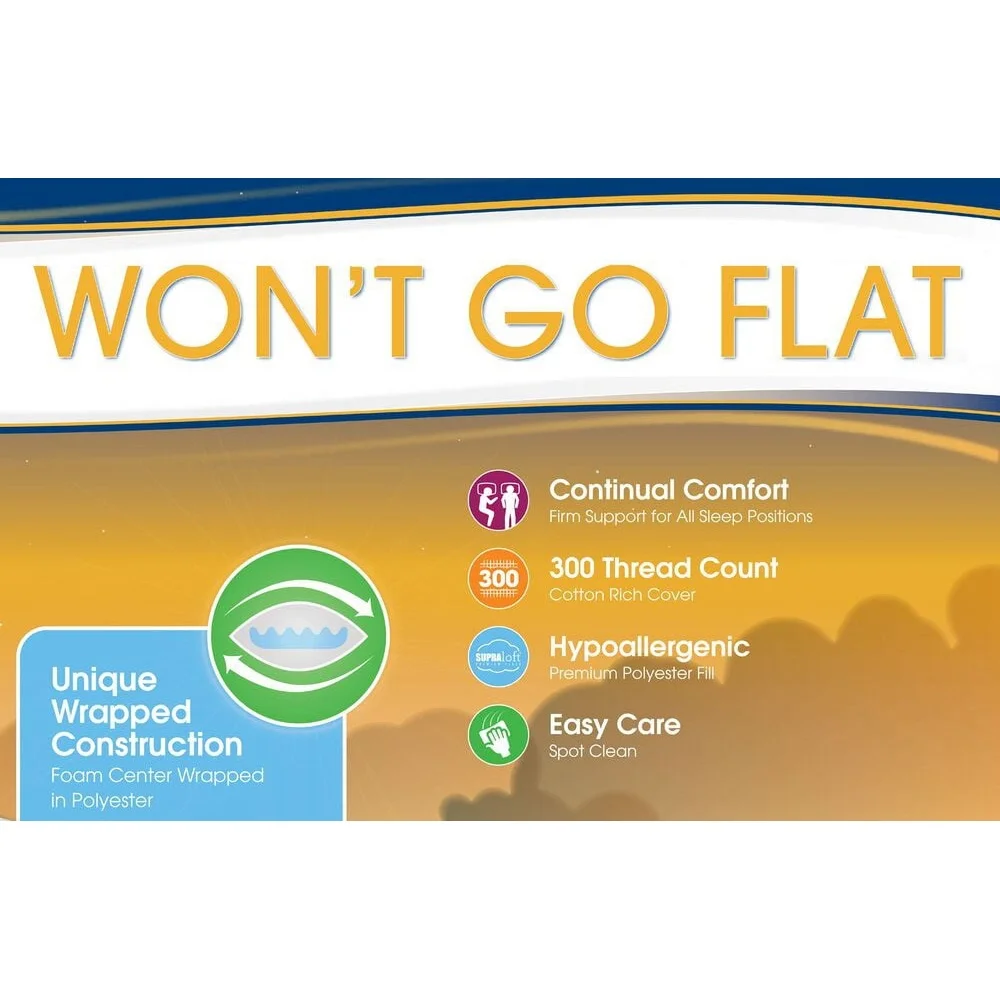 وسادة مضادة للحساسية بحجم كينج مع رغوة داعمة من ألياف البوليستر القطيفة ملء النائمون الجانبية الخلفية مكونة من قطعتين