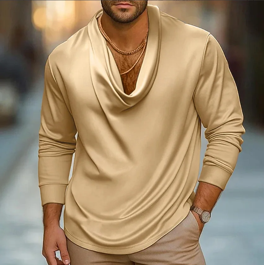 

Men's Luxurious Satin Shirt, Smooth And Soft, Suitable For Business Casual Parties And High-end Cocktail Events Men's High-end P